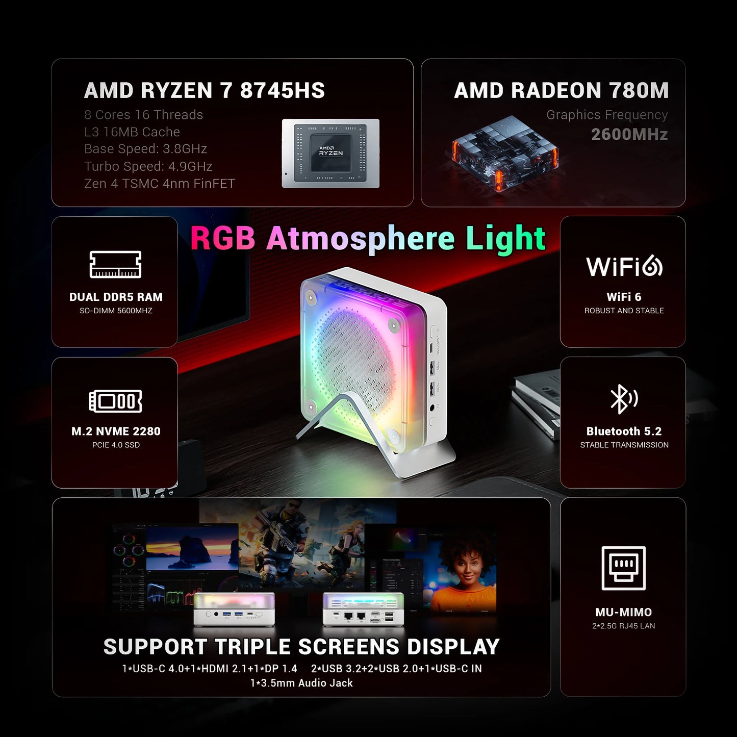 FIREBAT MN56 MINIPC  Desktop Colorful Gaming Computer