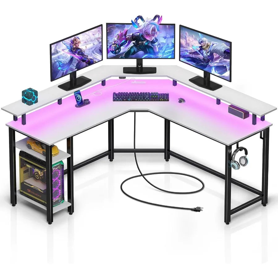 Enhanced Setup 53 Inch Corner Computer Desk Featu