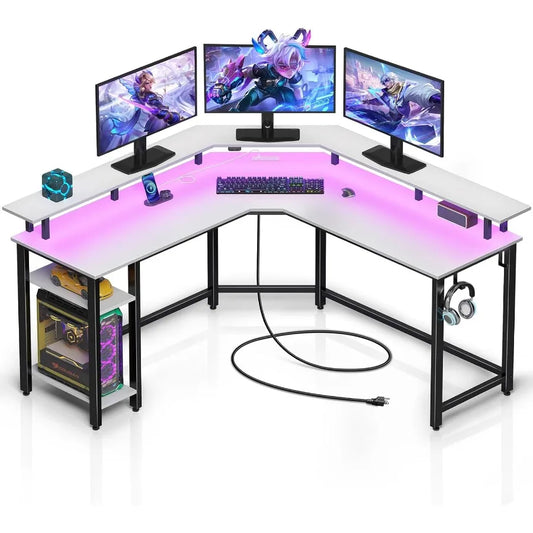 Enhanced Setup 53 Inch Corner Computer Desk Featu