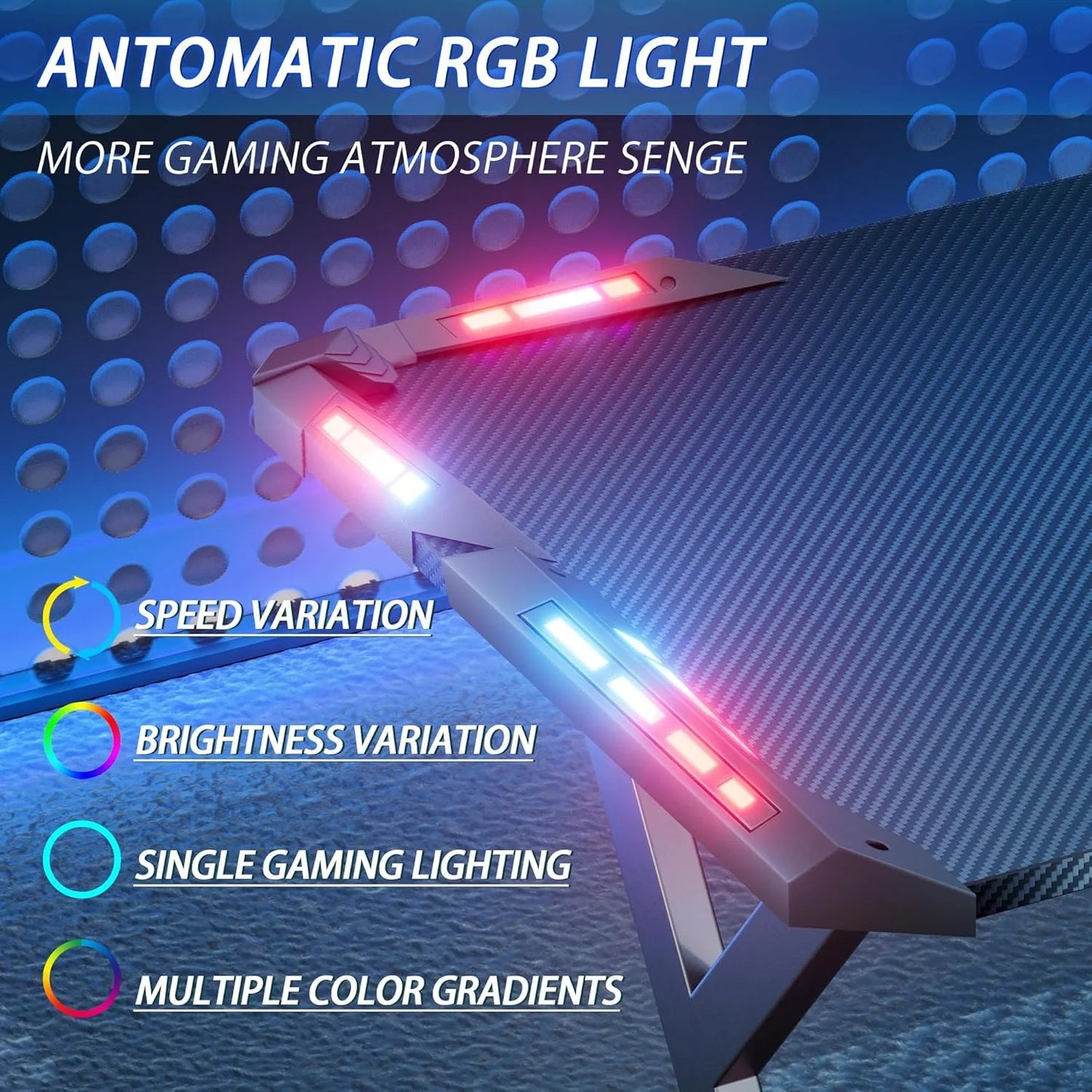 40 INCH Gaming Desk with LED Lights
