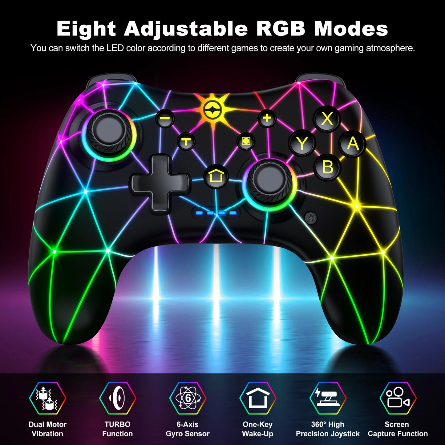 DinoFire Wireless Controller RGB For Nintendo Switch