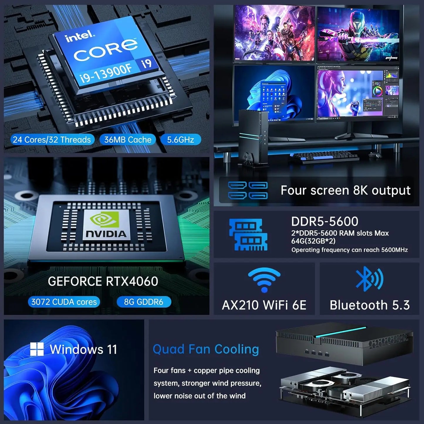 Partaker Mini PC Gaming Intel Core i9