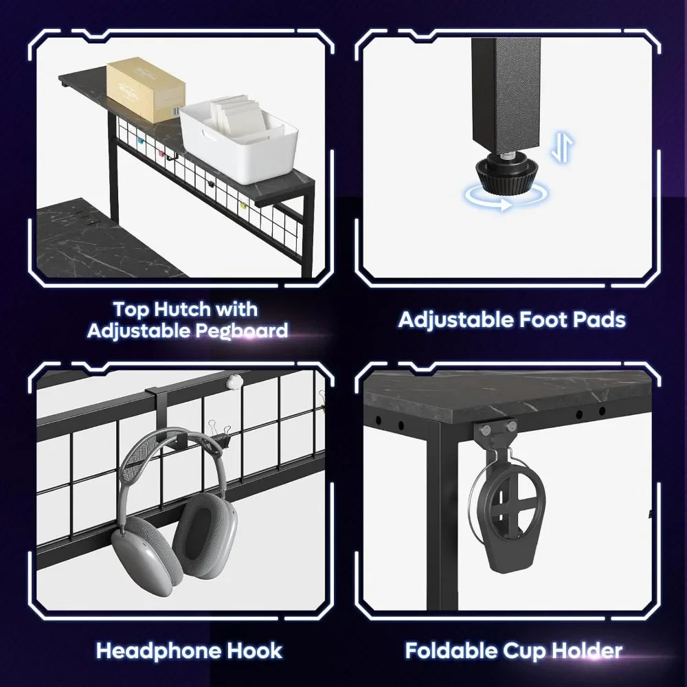 Gaming Desk 51" L-Shaped Reversible Gamer Table