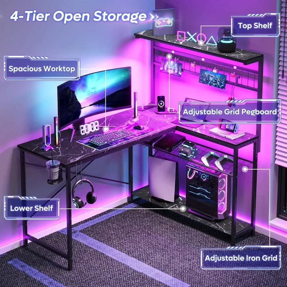 Gaming Desk 51" L-Shaped Reversible Gamer Table